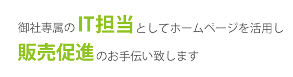 御社専属のIT担当としてホームページを活用し販売促進のお手伝いいたします